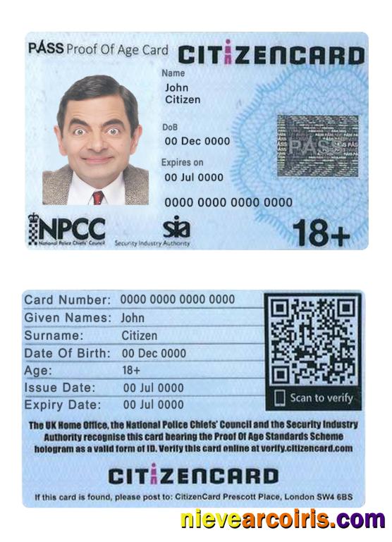United Kingdom pass proof of age citizencard